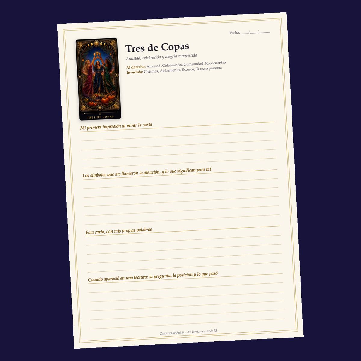 Página del cuaderno de práctica, con una carta y líneas para escribir